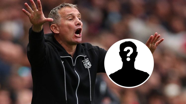 Wrexham manager Phil Parkinson. Inset, mystery player graphic.