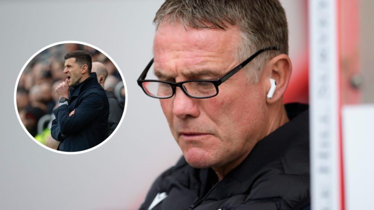 Wrexham manager Phil Parkinson. Inset, Portsmouth manager John Mousinho.