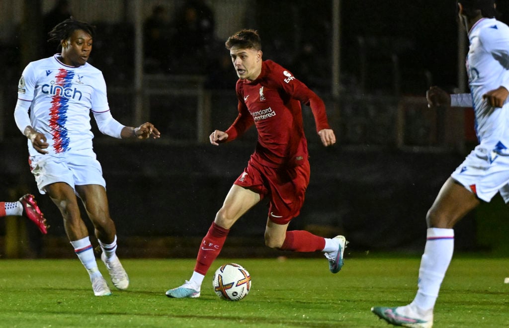 Liverpool’s Owen Beck in action against Crystal Palace