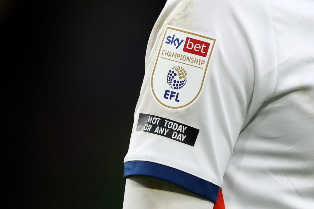 A detailed view of a shirt sleeve with the EFL Championship logo during AFC Bournemouth v Luton Town - Sky Bet Championship
