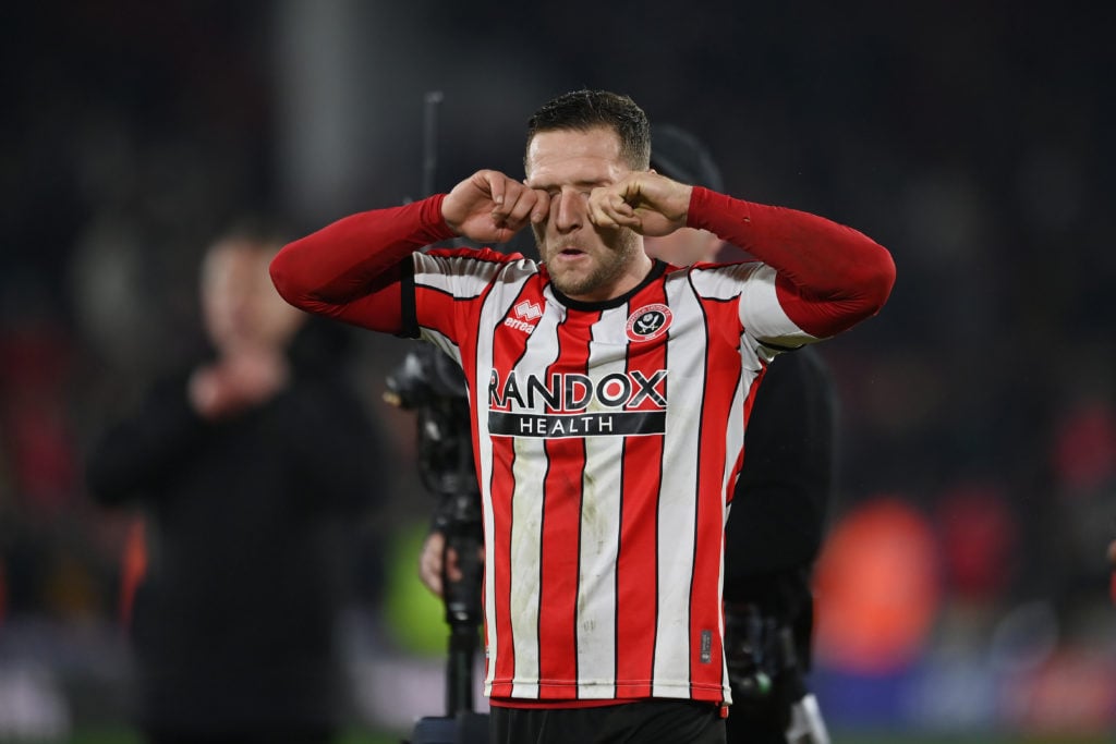 Sheffield United striker Billy Sharp mocks Wrexham supporters.