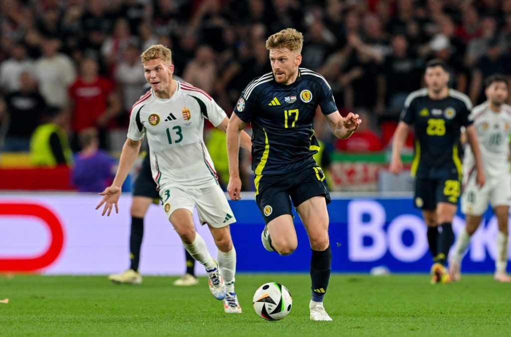 Stuart Armstrong in action during Scotland v Hungary in the Group A UEFA EURO 2024 clash.