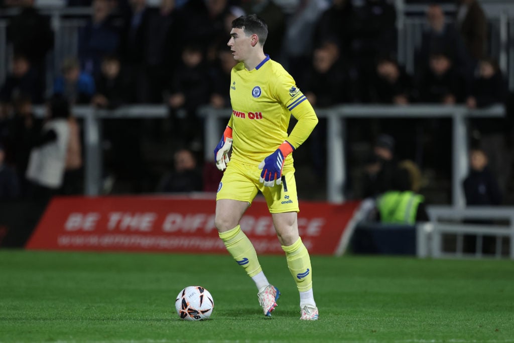 Rochdale goalkeeper Luke McNicholas in action against Hartlepool United.