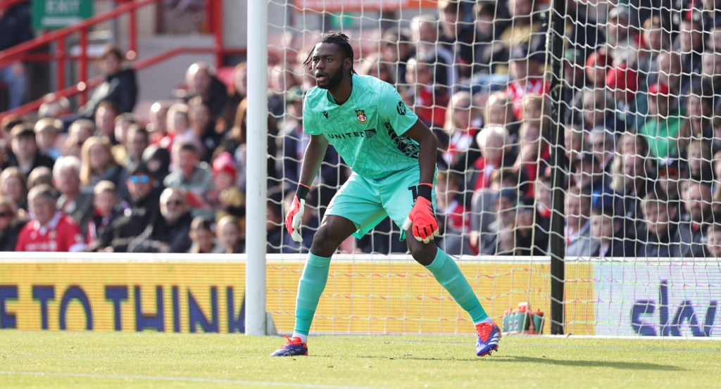 Arthur Okonkwo in action during Wrexham AFC v Northampton Town FC in the Sky Bet League One clash.