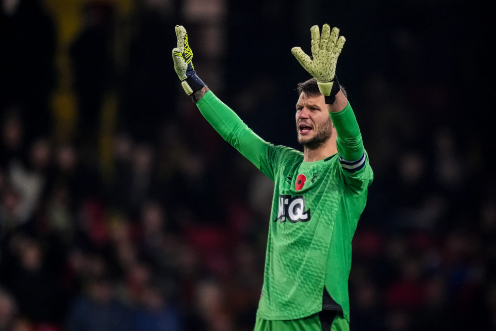 Watford goalkeeper Daniel Bachmann in action against Oxford United.