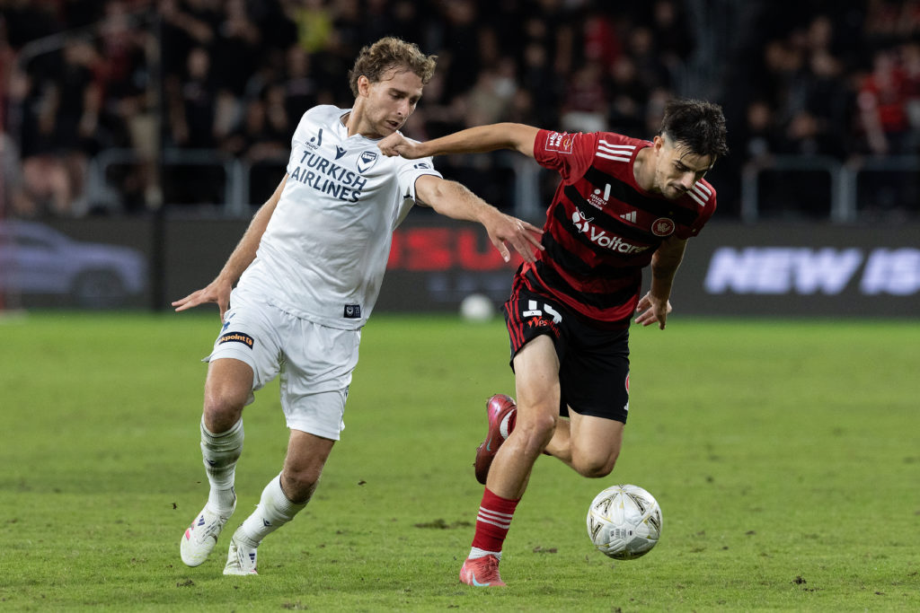 Ryan Teague in action during the A-League Men Elimination Final between Western Sydney Wanderers and Melbourne Victory.