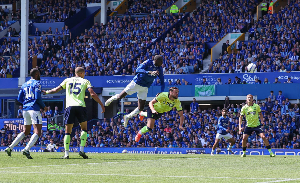 Abdoulaye Doucoure in action during Everton FC v Southampton FC in the Premier League clash.