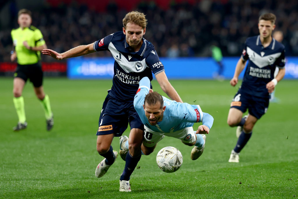 Ryan Teague in action during the A-League Men's Grand Final between Melbourne City and Melbourne Victory.