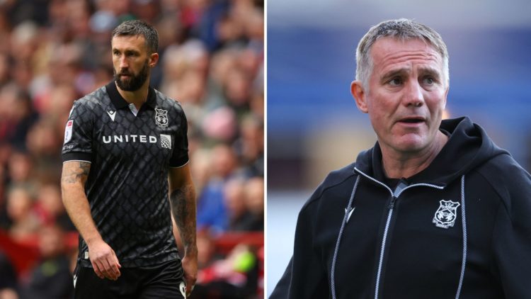 Split Image of Ollie Palmer of Wrexham in action during the Sky Bet League One match between Charlton Athletic FC and Wrexham, Phil Parkinson manag...