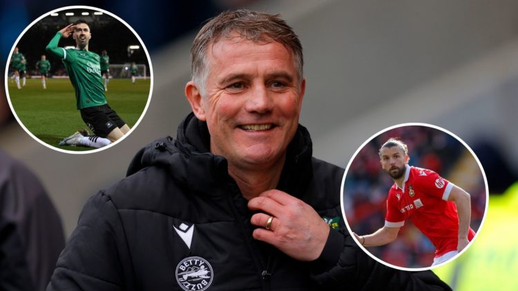 Image of Wrexham manager Phil Parkinson looks on during the Emirates FA Cup Third Round match between Shrewsbury Town and Wrexham, Insets of Ryan H...
