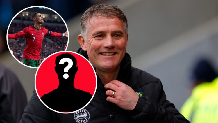 Image of Wrexham manager Phil Parkinson looks on during the Emirates FA Cup Third Round match between Shrewsbury Town and Wrexham, Inset of Cristia...