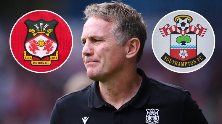 Image of Phil Parkinson, Manager of Wrexham, looks on prior to the Sky Bet League One match between Bolton Wanderers FC and Wrexham, Insets of The ...
