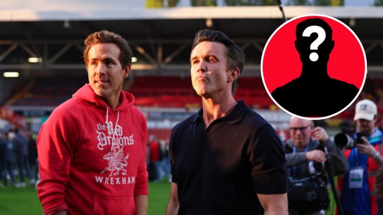 Image of Ryan Reynolds and Rob McElhenney co owners of Wrexham during the Sky Bet League One match between Wrexham AFC and Charlton Athletic, inset...