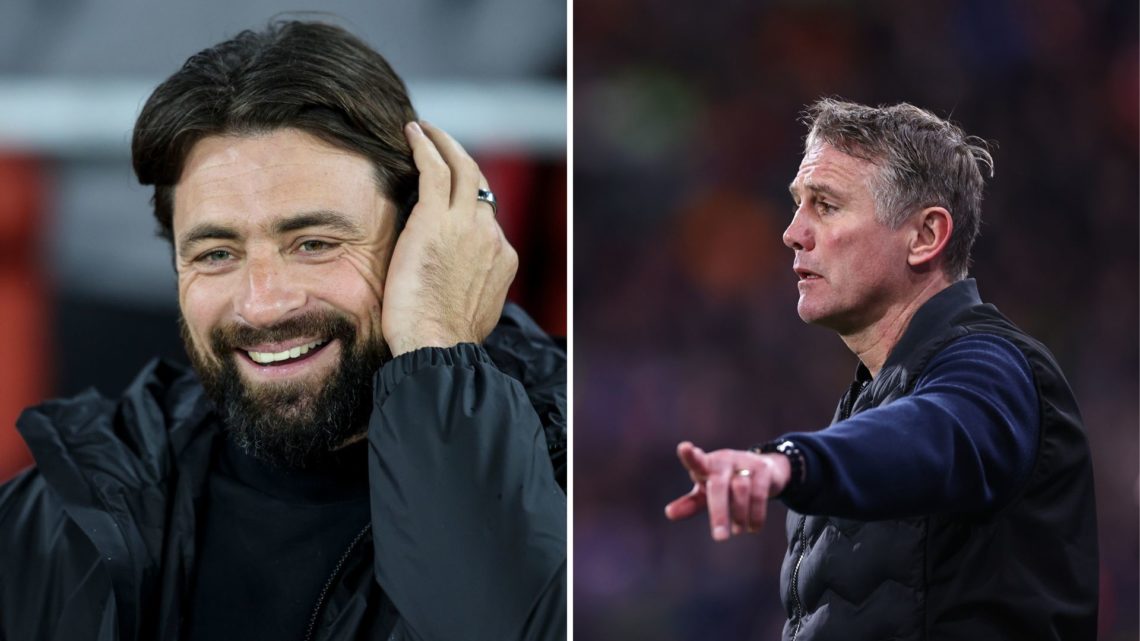 A split image of Southampton manager Russell Martin (L) and Wrexham manager Phil Parkinson (R)