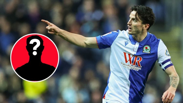 Image of Blackburn Rovers' Lewis Travis during the Sky Bet Championship match between Blackburn Rovers FC and Middlesbrough, Inset of a mystery player