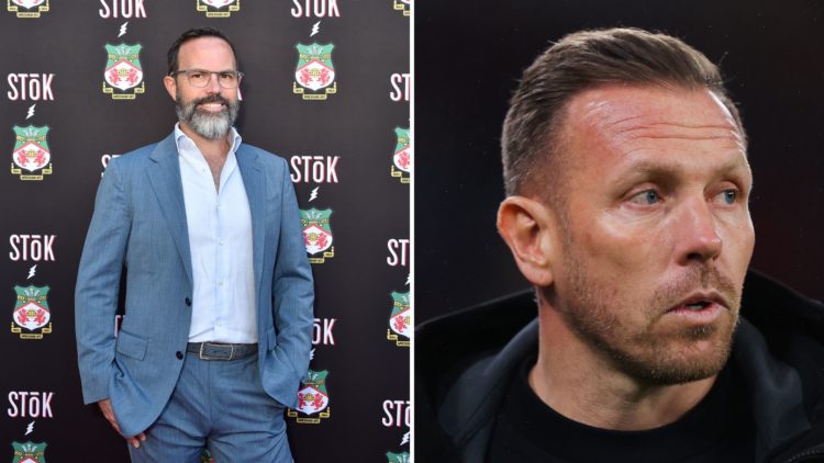 Split Image of Michael Williamson at the "Welcome to Wrexham: Wrex Coast Tour", Craig Bellamy, manager of the Welsh national football team, looks o...
