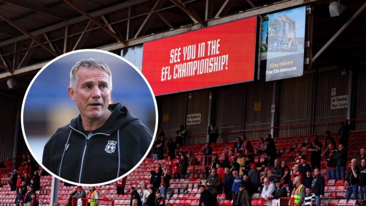 The Racecourse Ground. Inset, Wrexham manager Phil Parkinson.