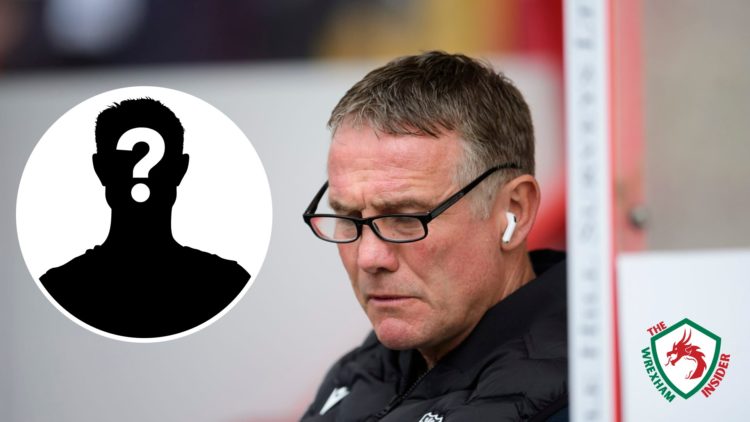 Wrexham manager Phil Parkinson looks down during a game against Lincoln City. Inset a picture of a mystery player.