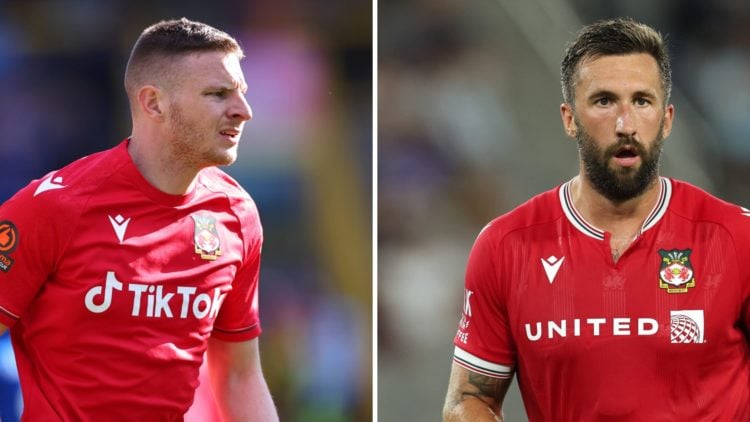 Paul Mullin of Wrexham during the Vanarama National League fixture between FC Halifax Town and Wrexham AFC. Ollie Palmer during Manchester United v...
