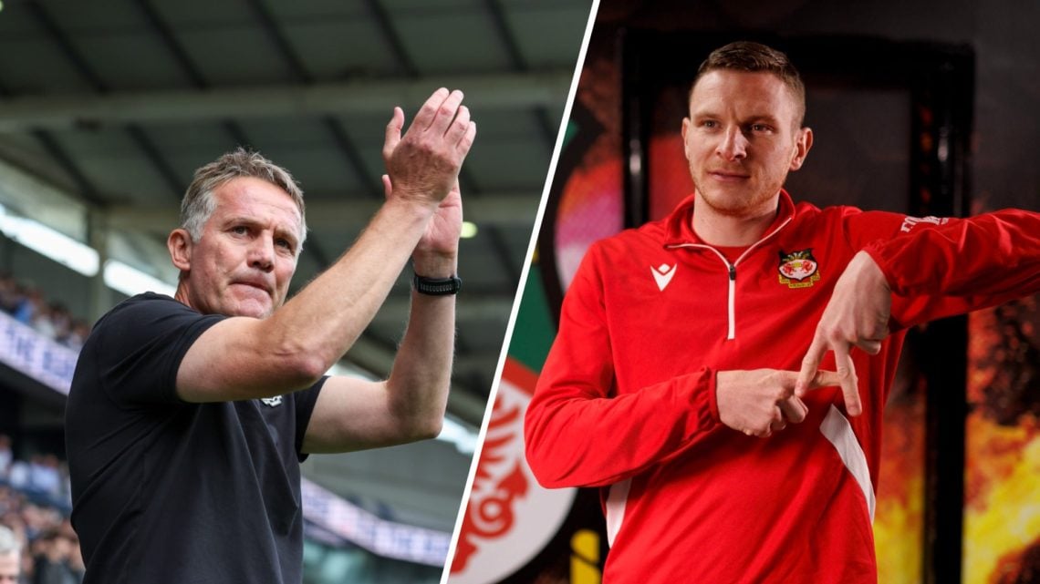 A split image of Wrexham manager Phil Parkinson (L) and Wrexham striker Paul Mullin (R)