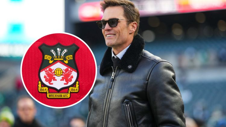 Birmingham City owner Tom Brady. Inset, Wrexham badge.