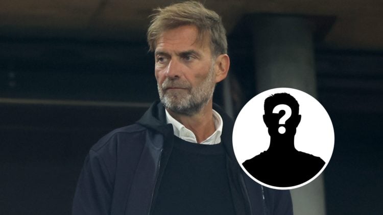 Former Liverpool manager Jurgen Klopp. Inset, mystery player graphic.