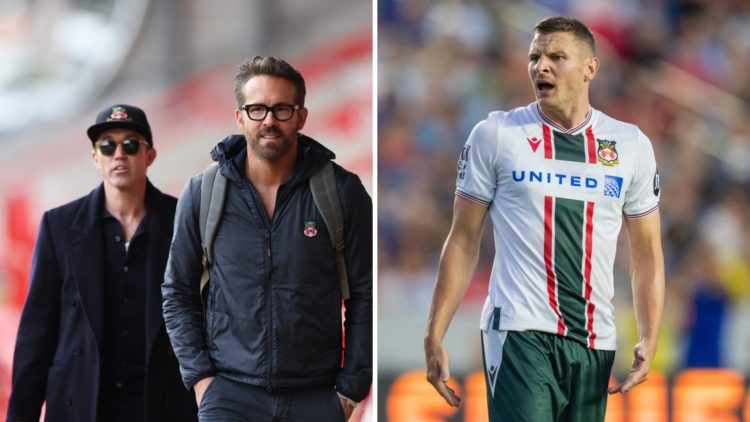 Wrexham owners Rob McElhenney and Ryan Reynolds arrive ahead of the Vanarama National League match between Wrexham and Boreham Wood. Paul Mullin of...