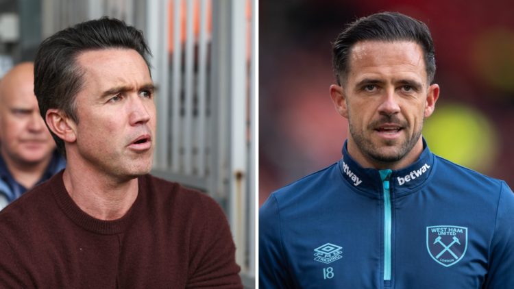 Danny Ings of West Ham United before the Premier League match between Sheffield United and West Ham United. Wrexham owner Rob McElhenney walks back...