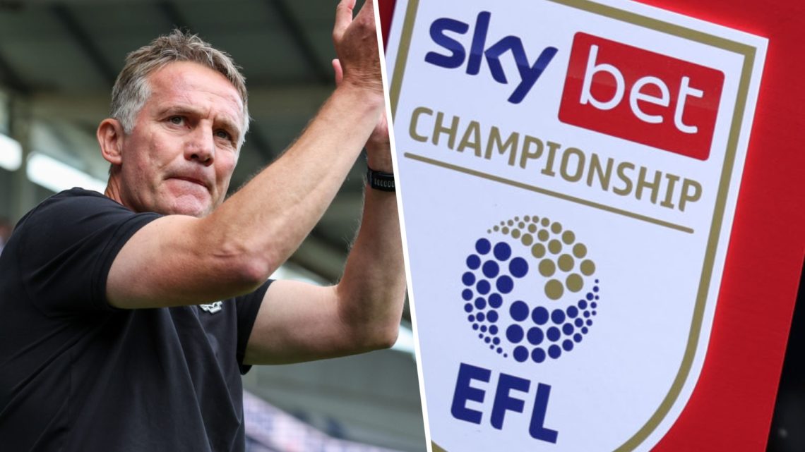 Split image of Wrexham manager Phil Parkinson (L) and Sky Bet Championship logo (R)