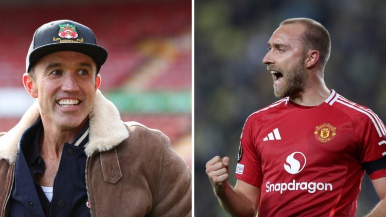 Wrexham Football Club co-owner Rob McElhenney during the Vanarama National League fixture between Wrexham and Notts County. Christian Eriksen of Ma...