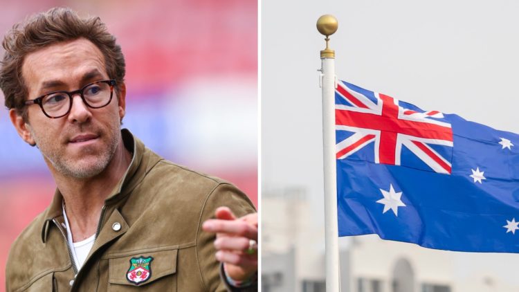 Ryan Reynolds ahead of Wrexham AFC v Charlton Athletic FC - Sky Bet League One. The national flag of Australia is seen during the Hong Kong Racing ...
