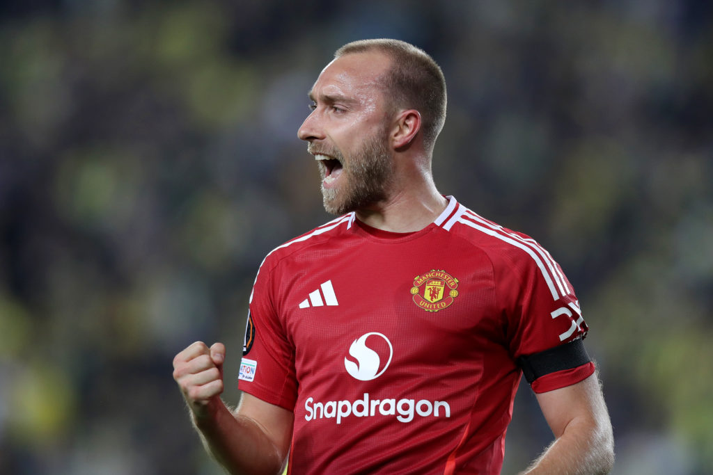 Christian Eriksen of Manchester United celebrates