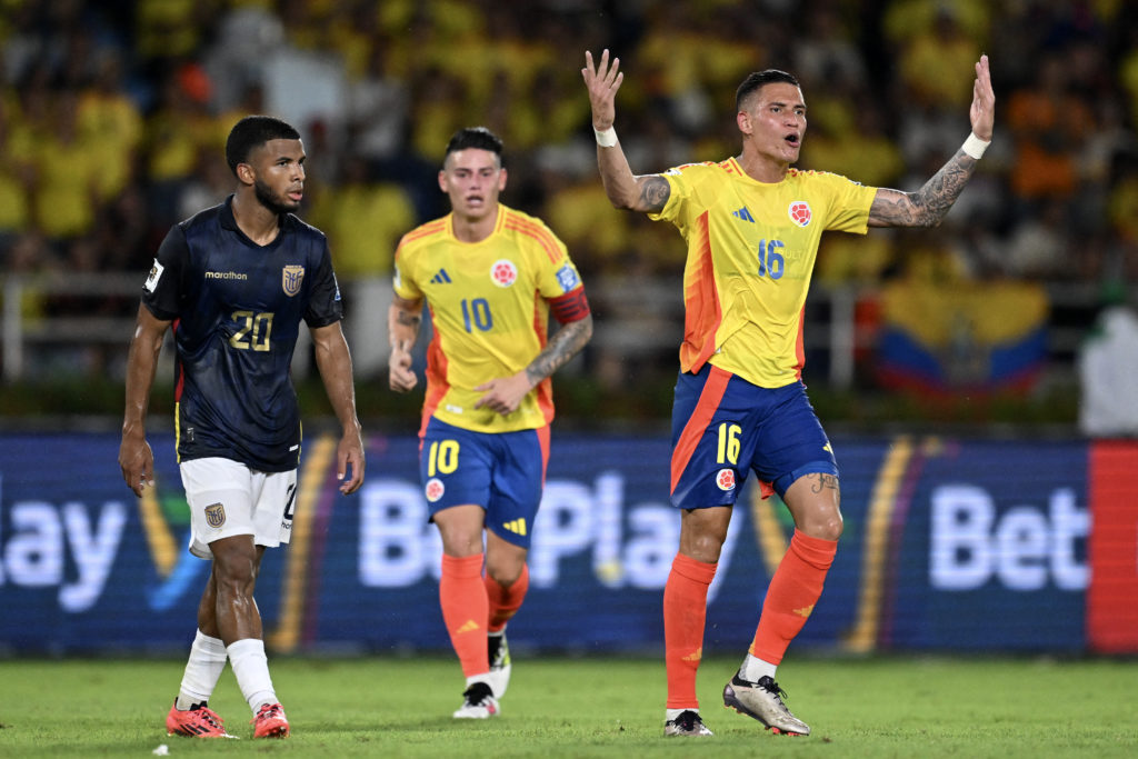 Colombia midfielder Juan Portilla in action against Ecuador.