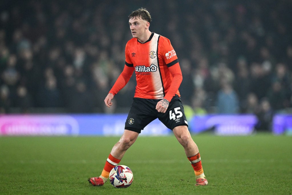 Alfie Doughty in action during Luton Town FC v Plymouth Argyle FC in the Sky Bet Championship clash.