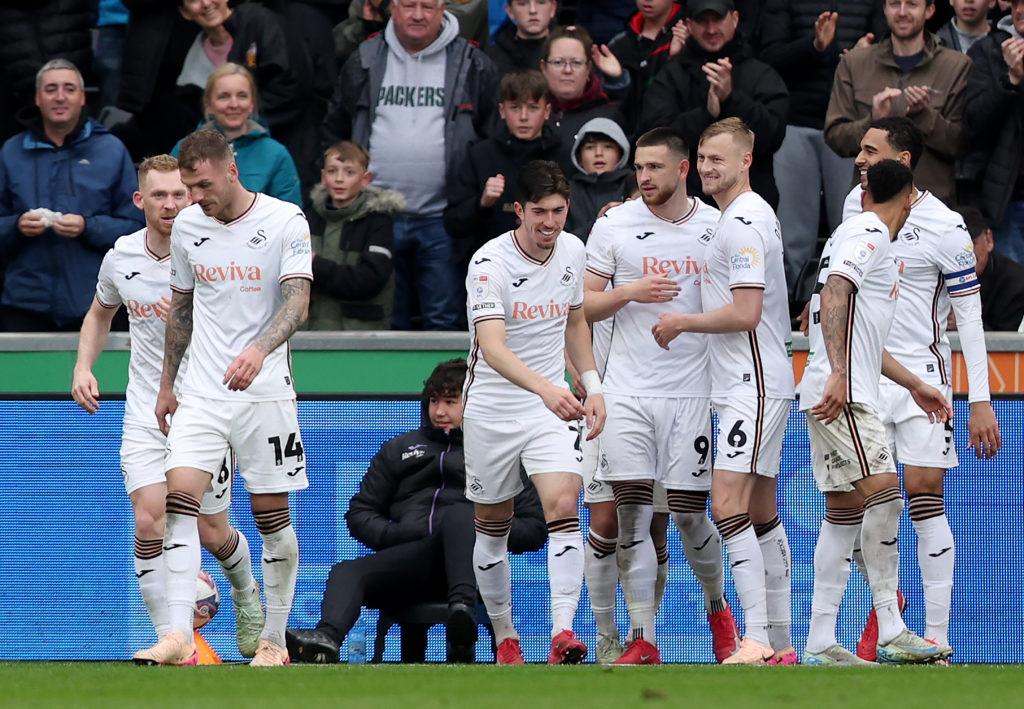Zan Vipotnik of Swansea City celebrates