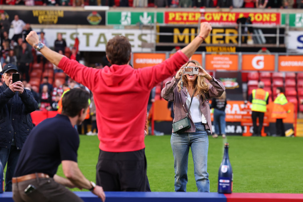 Ryan Reynolds co ownersof Wrexham has a photo taken by his wife