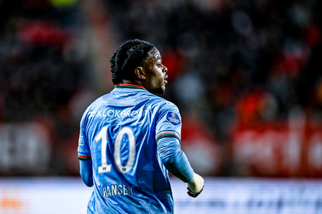 Sontje Hansen in action during FC Twente v NEC Nijmegen in the Dutch Eredivisie Play-off clash.