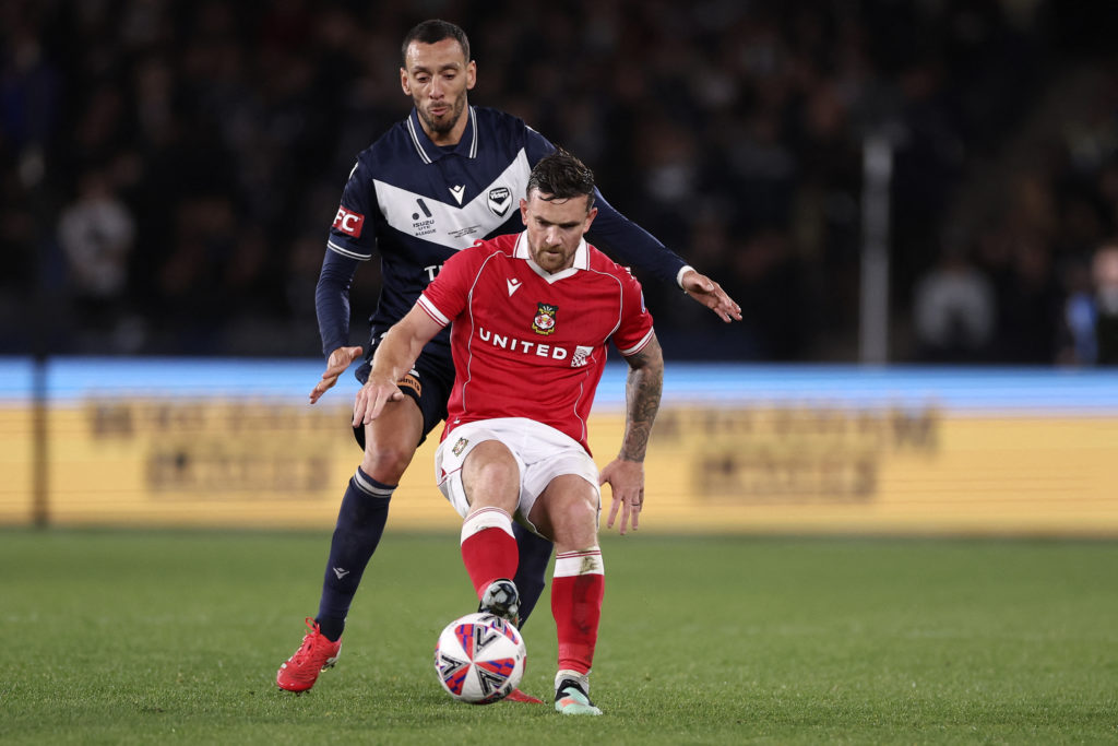 Jack Marriott in action during Wrexham's pre-season friendly clash with Melbourne Victory.