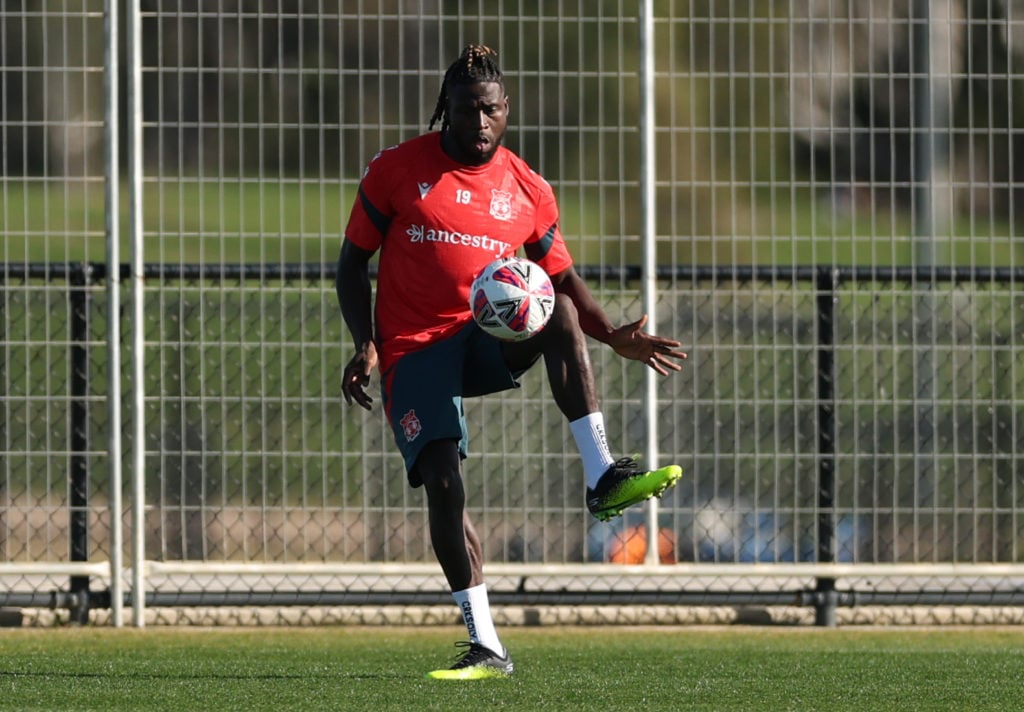 Wrexham's Jacob Mendy in training.