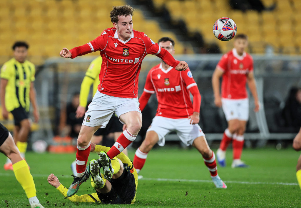 Harry Ashfield in action during Wrexham's pre-season friendly with Wellington Phoenix.