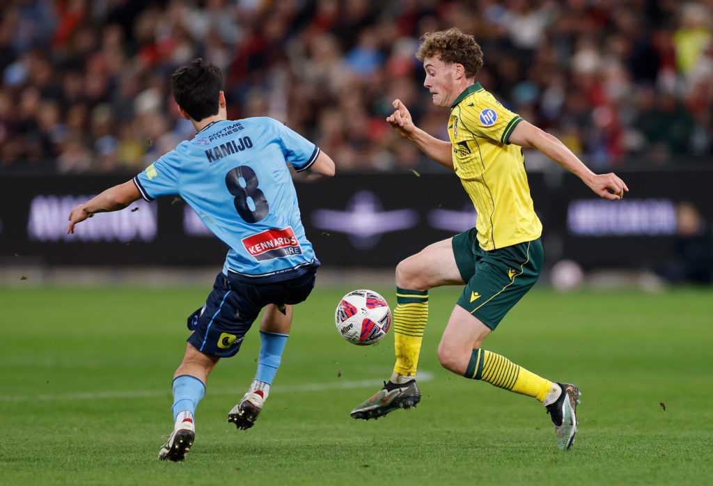 Harry Ashfield in action during Sydney FC v Wrexham AFC in the pre-season clash.