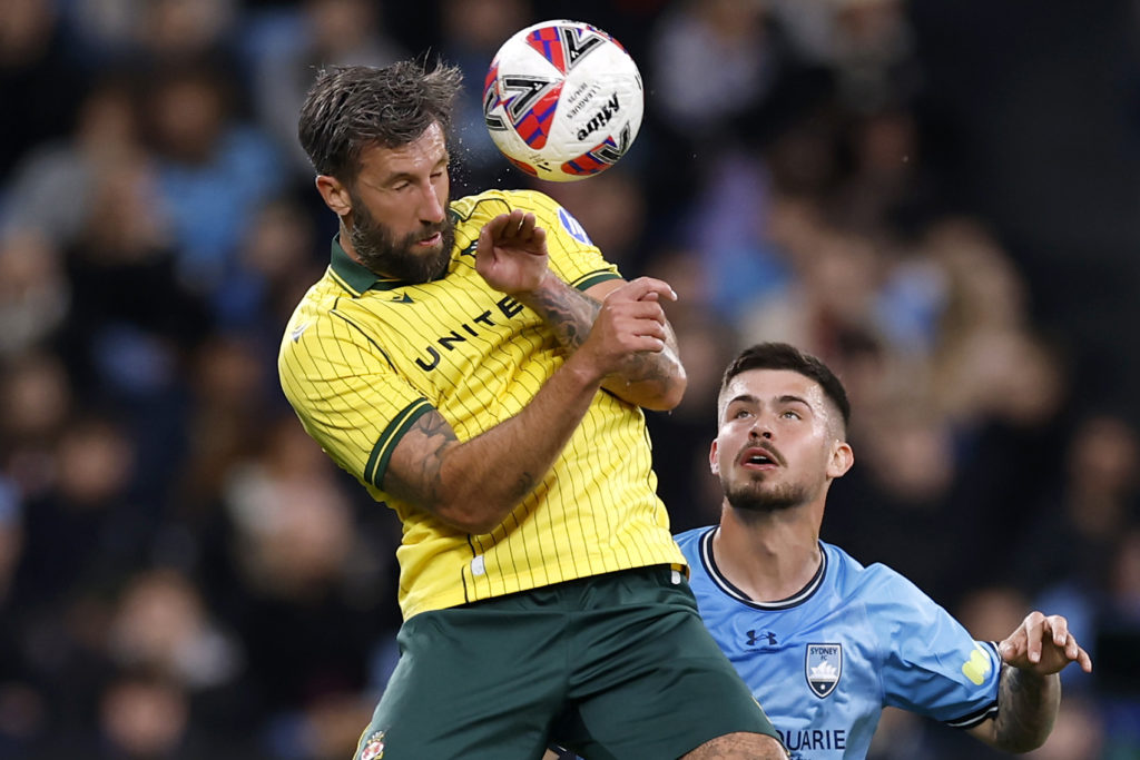 Ollie Palmer in action during Sydney FC v Wrexham AFC in the pre-season clash.