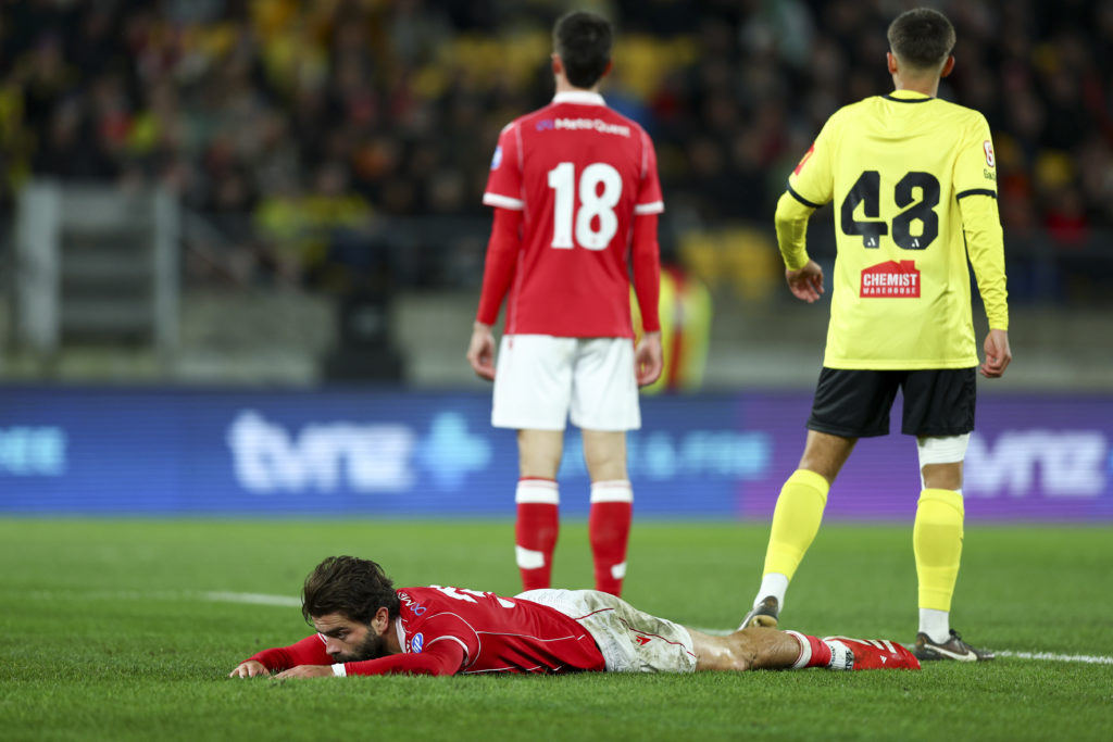 Elliot Lee in action during Wellington Phoenix v Wrexham FC in the pre-season friendly clash.