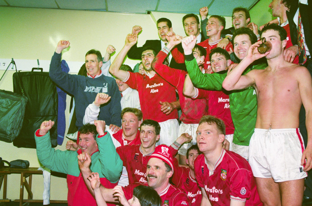 Joey Jones among the celebrations during Wrexham's FA Cup victory over Arsenal in 1992.
