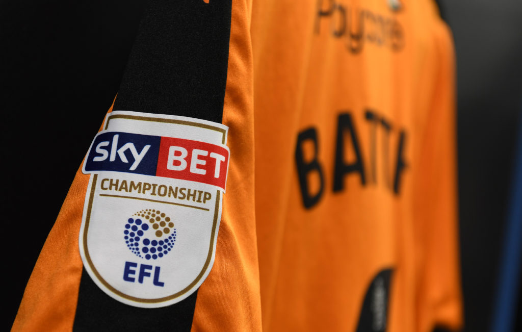 The official EFL Championship badge as seen on the sleeve of a Wolverhampton Wanderers shirt.