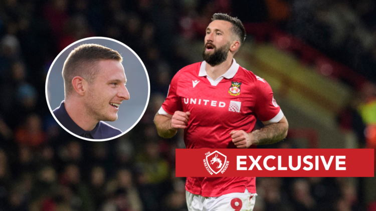 Ollie Palmer of Wrexham during the Sky Bet League One match between Wrexham AFC and Lincoln City. Paul Mullin prior to Chelsea FC v Wrexham - Pre-S...