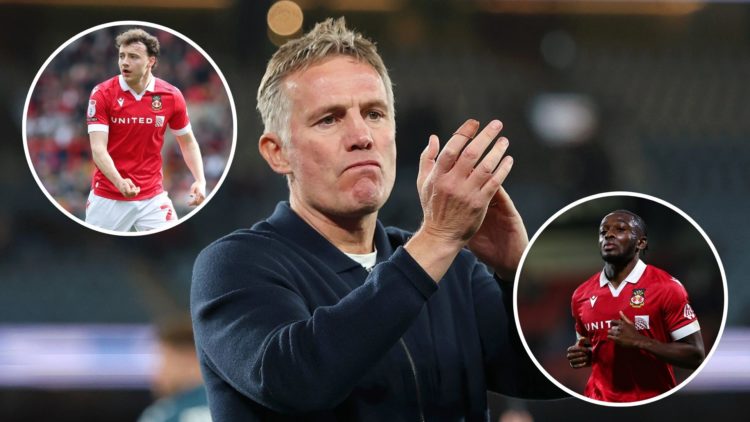 Image of Phil Parkinson, Head Coach of Wrexham AFC applauds after the team's victory in the match between Melbourne Victory and Wrexham, insets of ...