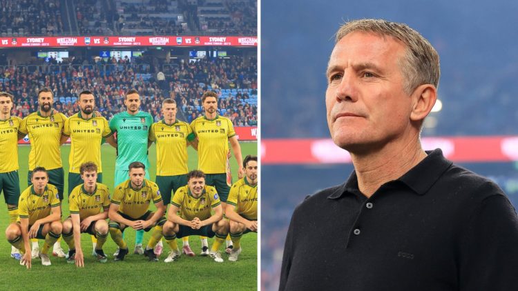 Players pose for a photo prior to the match between Sydney FC and Wrexham AFC. Phil Parkinson is seen during the match between Wrexham AFC and Sydn...