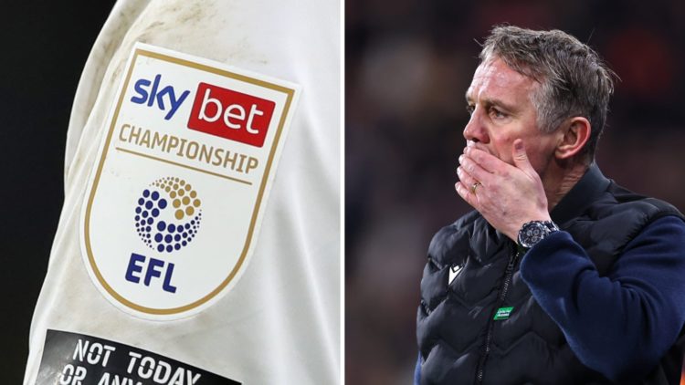 A detailed view of a shirt sleeve with the EFL Championship logo during AFC Bournemouth v Luton Town - Sky Bet Championship. Wrexham boss Phil Park...