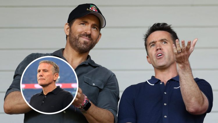 Wrexham owners Rob McElhenney and Ryan Reynolds. Inset, Phil Parkinson.